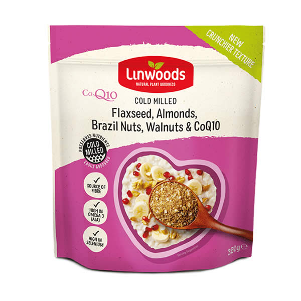 Linwoods Milled Flaxseed Almonds Brazil Nuts Walnuts & Co-Enzyme Q10 – 360g