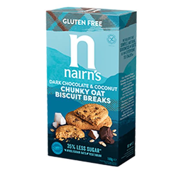 Nairn’s Gluten Free Dark Chocolate and Coconut Chunky Biscuit Breaks 160g